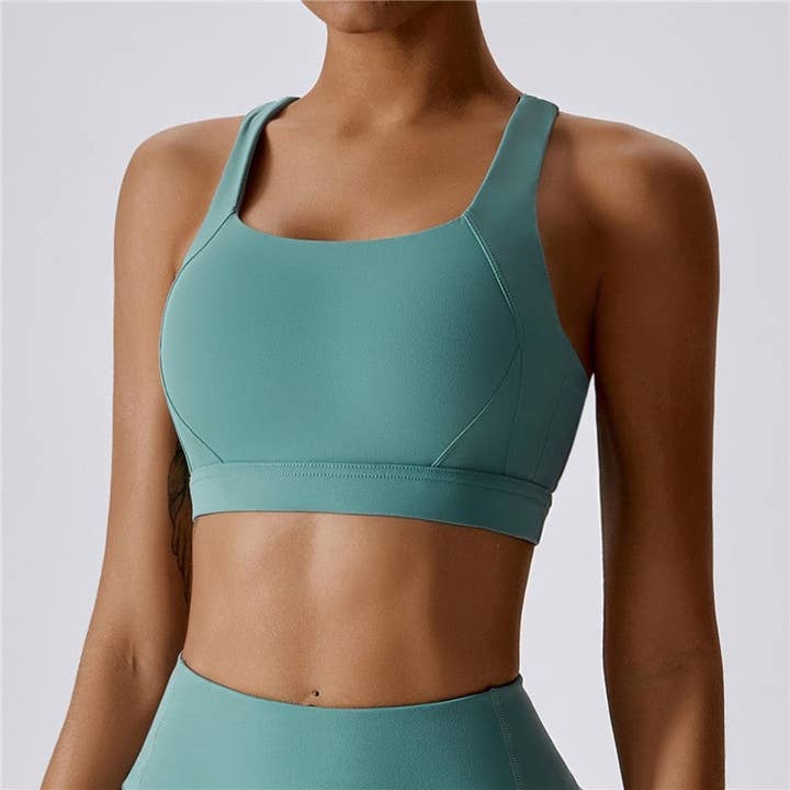 FurDecoration – Engroshandel Sports-bh - Dame – Polstret yogavest-bh: Ensfarvet Skinny Fit Sport Top