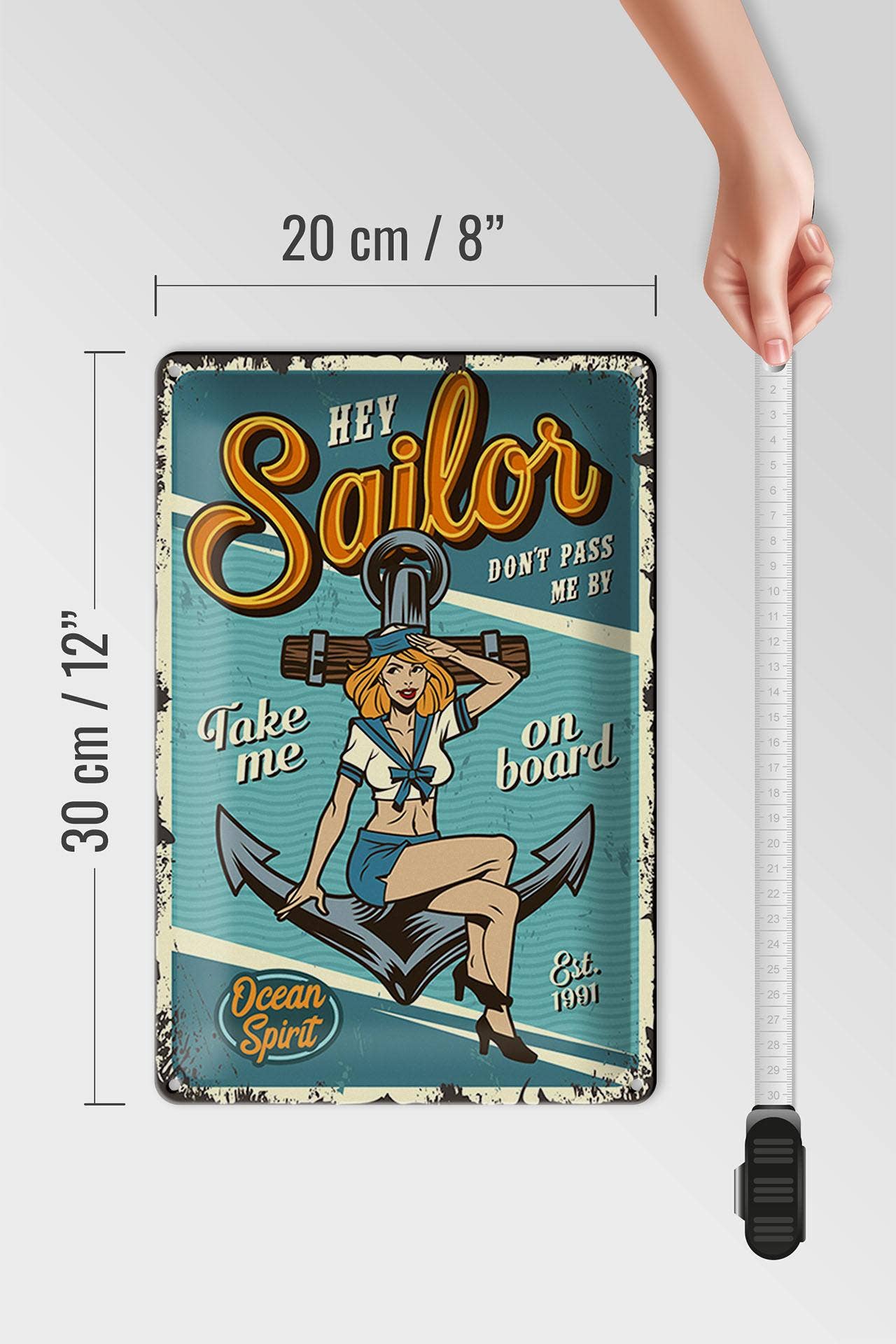 Femer - Wholesale Sign - Tin Sign Retro 20x30cm Pinup Hey Sailor Ocean Spirit Lake Decorative Sign Tin Sign4