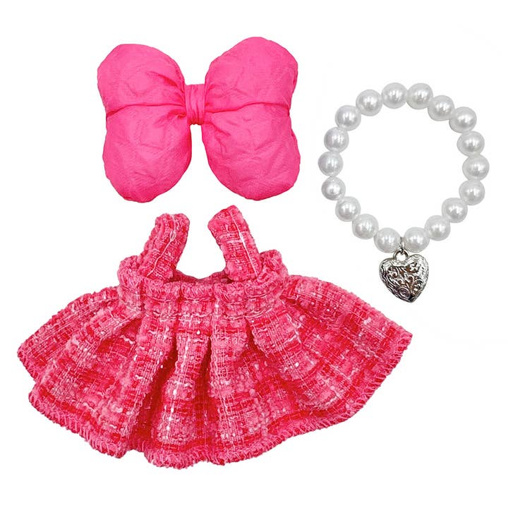 Sensibling Corp. - Wholesale Doll Clothing - Kids - Labubu Compatible Mini Doll Tweed Dress Outfit Set5