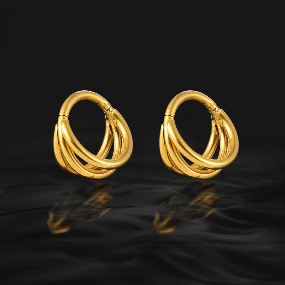 Ashlen - Wholesale Hoop Earrings - TRIPLE HARMONY HOOPS (PAIR)