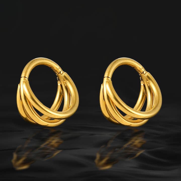 Ashlen - Wholesale Hoop Earrings - TRIPLE HARMONY HOOPS (PAIR)0