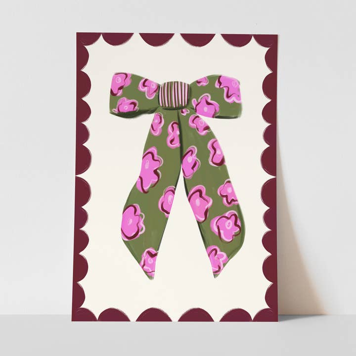 Stampa Fiocco, Arte da Parete per Cameretta, Decorazione Rosa per Bambini, Carino per la vendita all'ingrosso da parte di Georgie King Designs