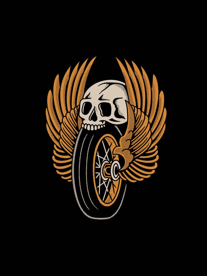 Iron And Ink Clothing Co - Wholesale Screen Printed T-Shirt - Unisex - New "Moto Skull" oversized heavy wt shirt- black acid wash2