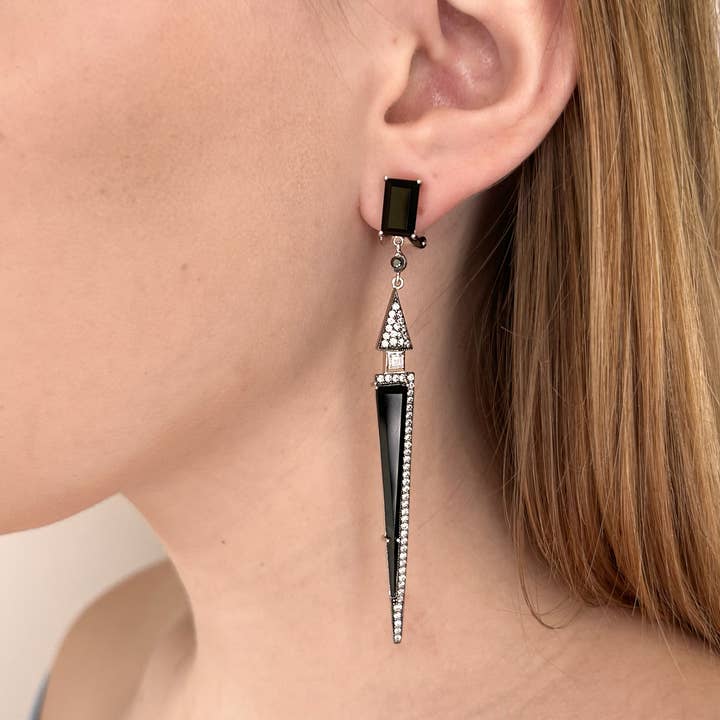 SALLY SKOUFIS™ - Vendita all'ingrosso Orecchini pendenti - Orecchini Leggeri con Diamanti Bianchi in Platino2