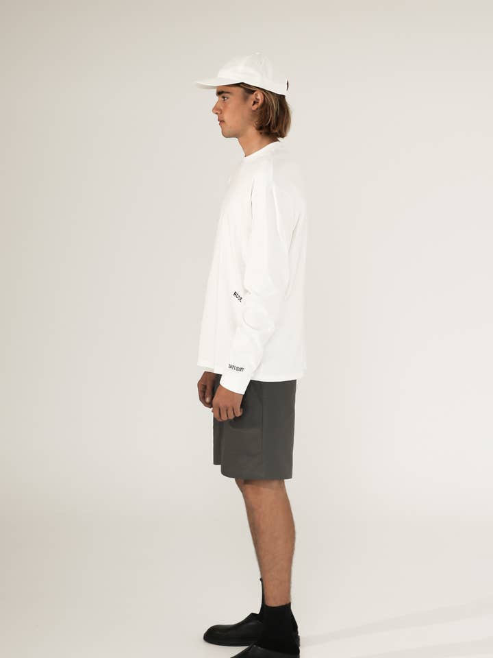 The Printed Long Sleeve in White for wholesale by Rode To No Wear