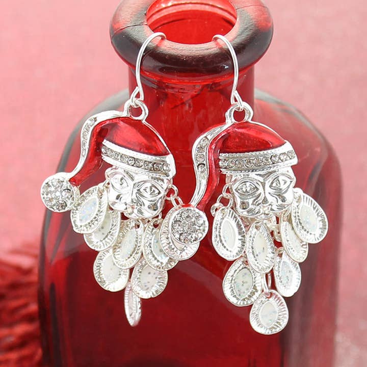 Santa Face Beard Christmas Earrings for wholesale by Seasons Jewelry