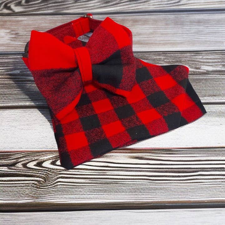 Traditional Buffalo Plaid bow and collar for wholesale by Callies Place Pet Boutique