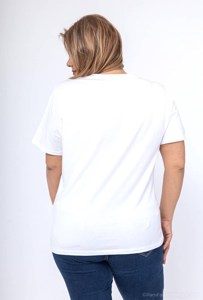 Attrait Paris - Wholesale Screen Printed T-Shirt - Women's - Printed cotton T-shirt Be Amazing Plus size3