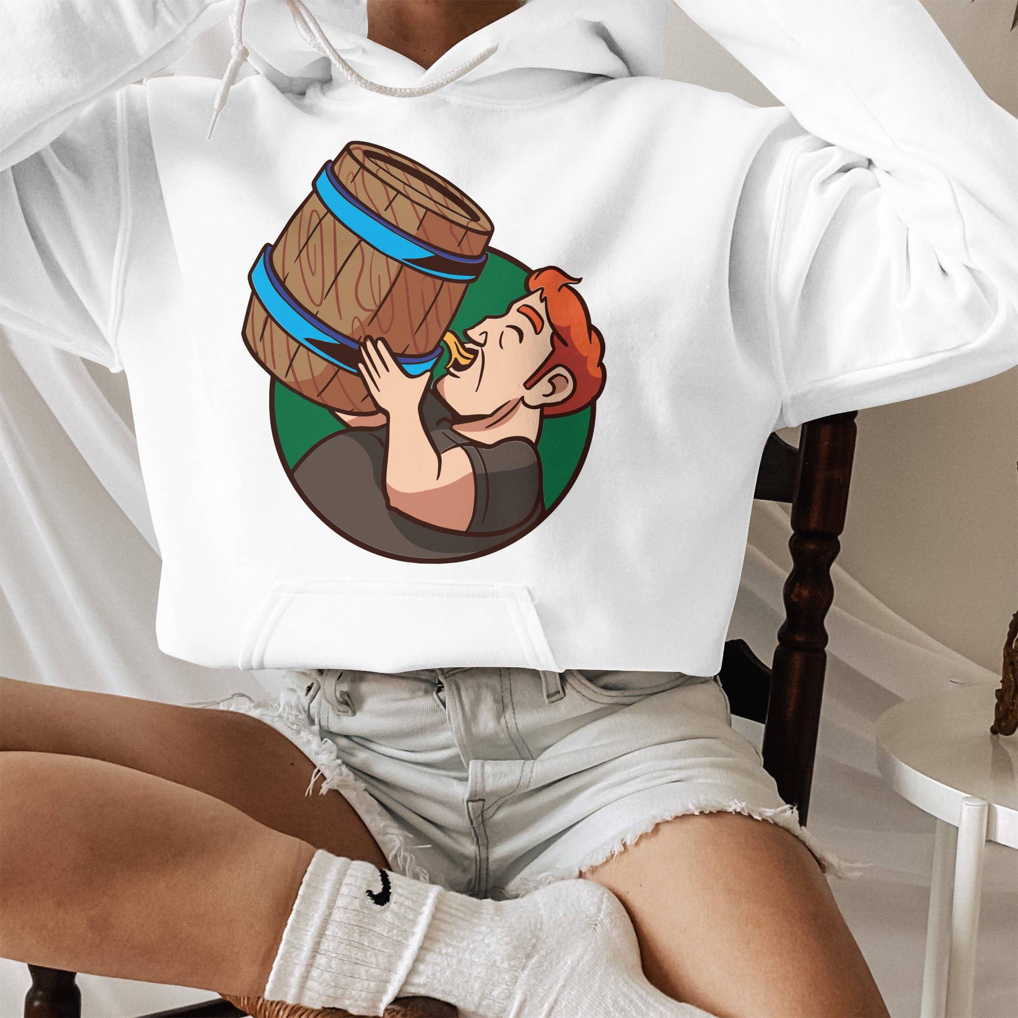 PositiveParty – Engroshandel T-shirt med print - Unisex – Drink Barrel Chug & Beer Lover T-shirts, Drikkevarer6