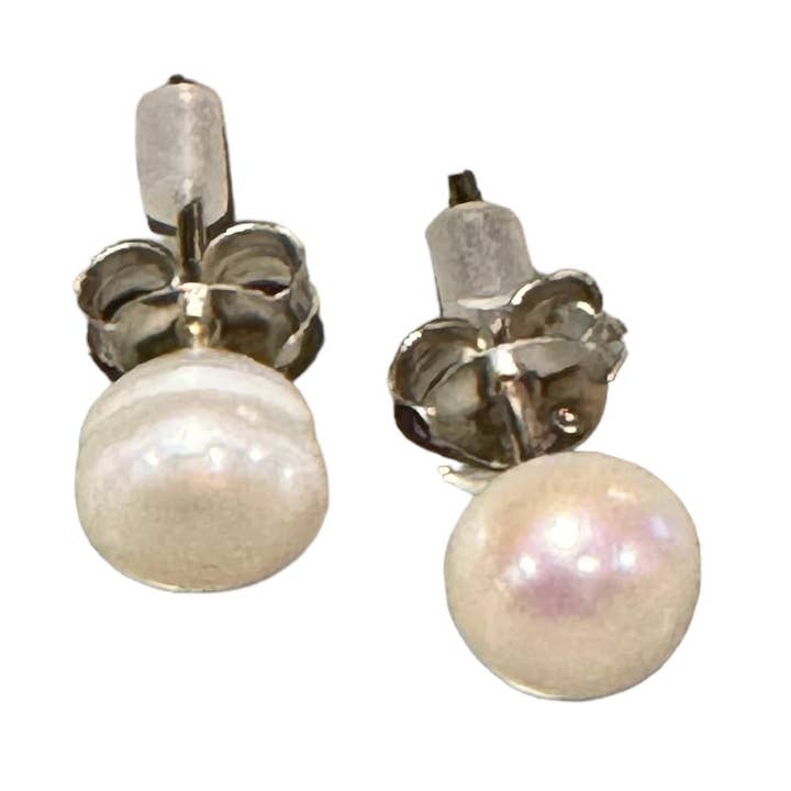 Gekweekte pareloorring, sterling zilver voor wholesale door Jackie Gallagher Designs - Handmade Coastal Jewelry