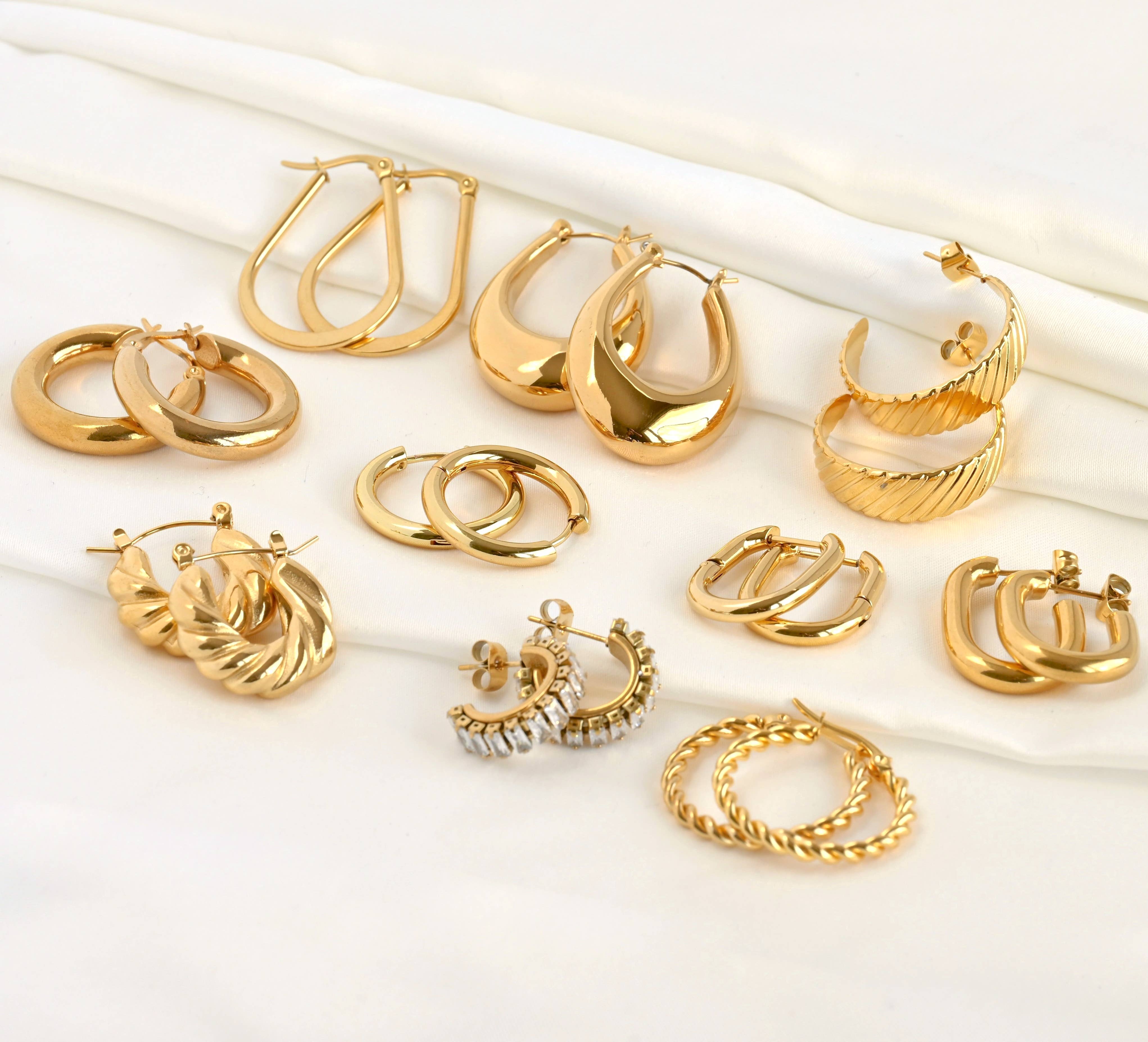 Blueyejewelry - Vente Créoles - Créoles en or 18 carats - Créoles tendance sans ternissement8