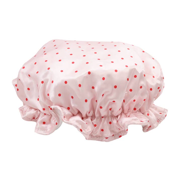3-layer Polka Dot shower cap for wholesale by Wicked Sista Accessories