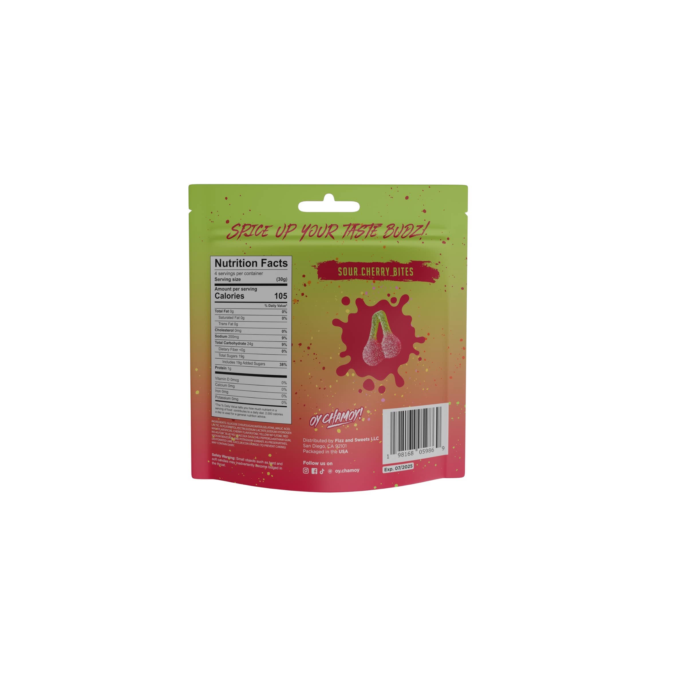 Fizz and Sweets Wholesale - Vente Barbes à papa - Oy Chamoy ! Bouchées de cerise acidulée 113g.1