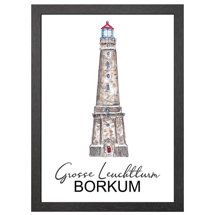 Poster A2 Phare de Borkum dans le cadre pour la vente par JOYIN