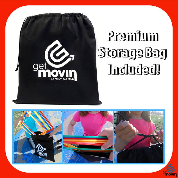 GetMovin' Sports - Wholesale Sporting Game - Kids & Baby - Hopscotch Squares Set with 2 Premium Beanbags Giant Sized