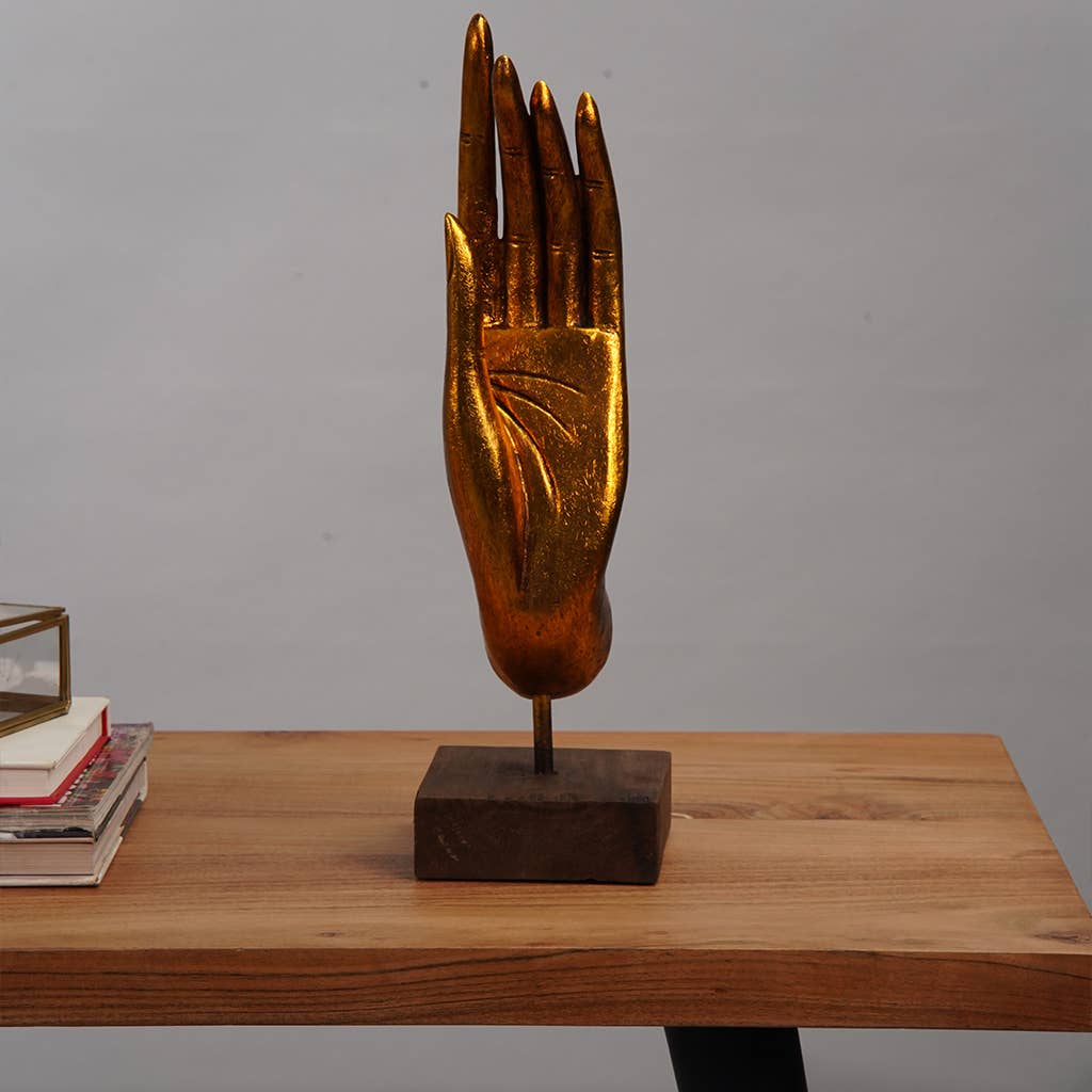 Handmade Eco-Friendly Gold And Wooden Base Sculpture for wholesale on Faire1