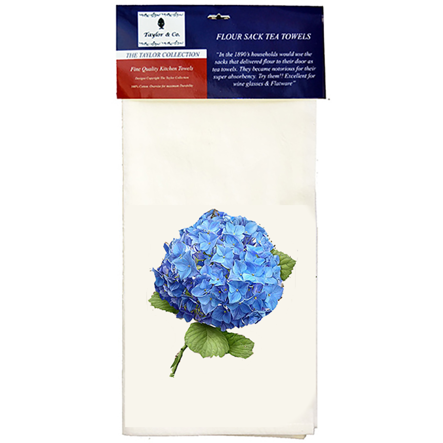Taylor & Co.  - The Taylor Collection - Wholesale Tea Towel - Hydrangea Flour Sack Tea Towels.Min 12.0