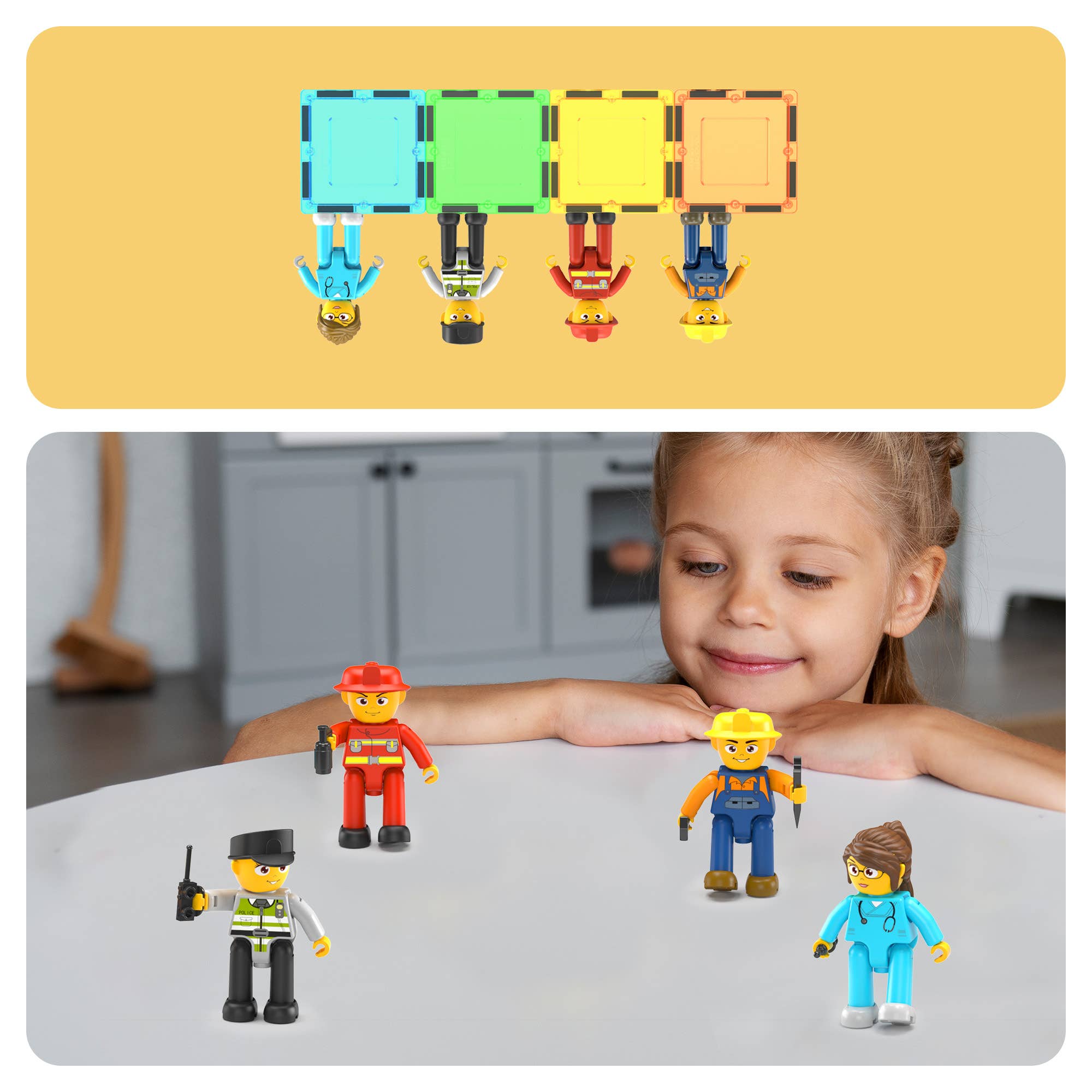 PicassoTiles - Wholesale Toy Set - Kids - PicassoTiles 4pc City Builder Magnetic Action Figures7