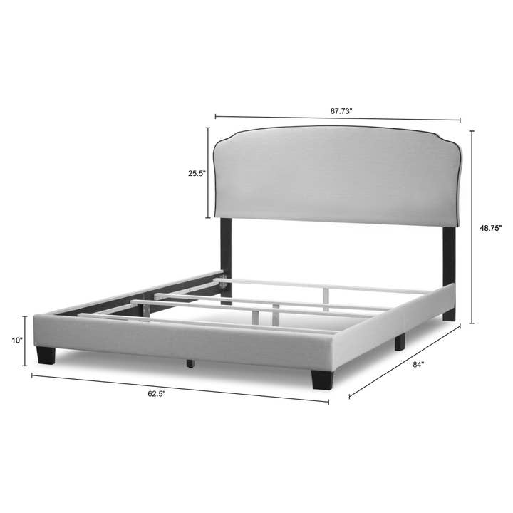 Glamour Home - Wholesale Bed - Aric Beige Fabric Queen Bed with Contrasting Piping Accent2