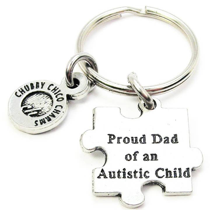 Proud Dad Of An Autistic Child Key Chain Autism Awareness for wholesale by Chubby Chico Charms