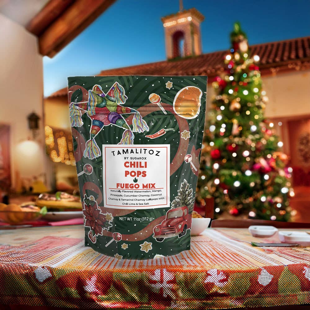 Sugarox Candy Studio LLC - Venta al por mayor Piruletas - Tamalitoz Chili Pops Fuego Edición Limitada de Navidad1