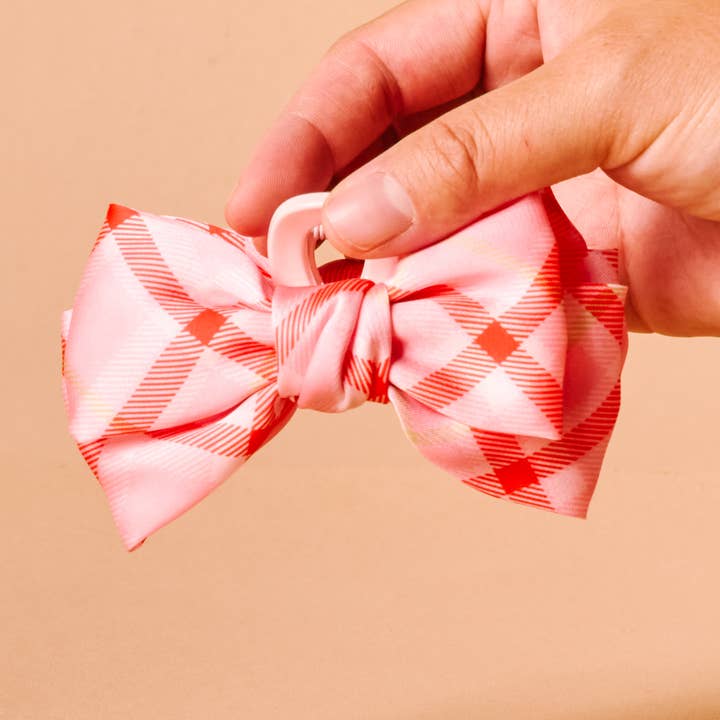 Mini pince à nœud satin festif à carreaux pour la vente par The Darling Effect