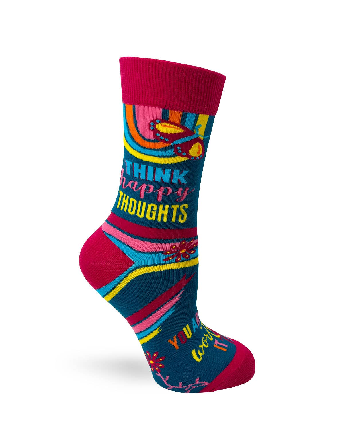 Fabdaz - Wholesale Socks - Women's - Think Happy Thoughts Make Today Amazing Women's Crew Socks1