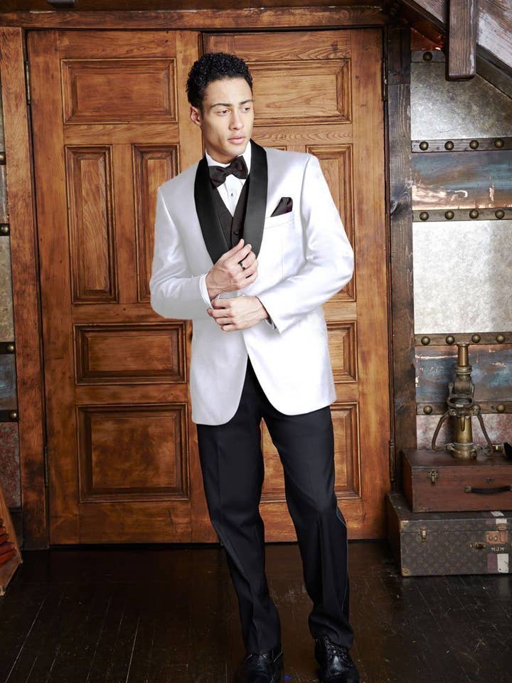 "Bradford" White Tuxedo Jacket Shawl (Separates) for wholesale on Faire1