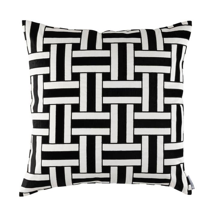 Almofada Arrola Quadrada Tommy Marfim/Preto 24x24 por atacado de Lili Alessandra