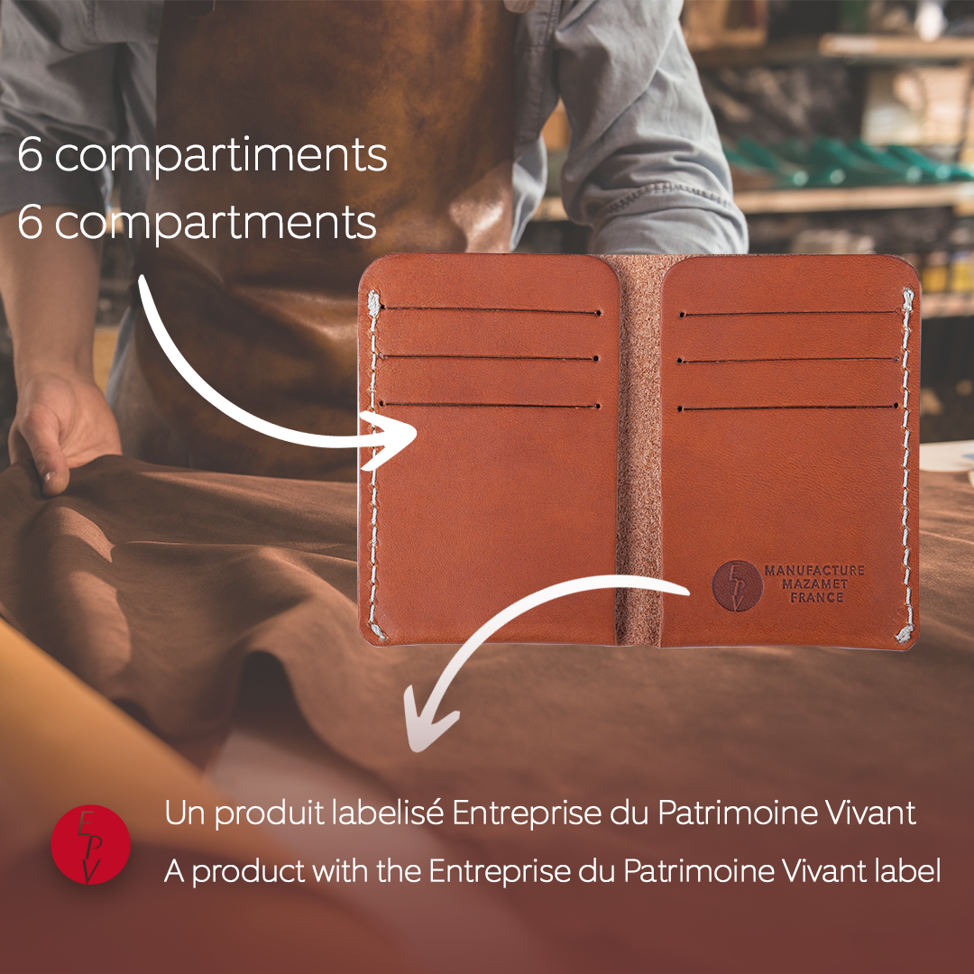 Cognac leather card holder for wholesale on Faire6