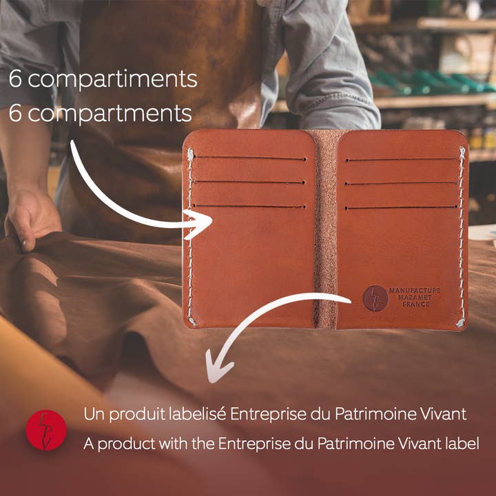 Cognac leather card holder for wholesale on Faire6