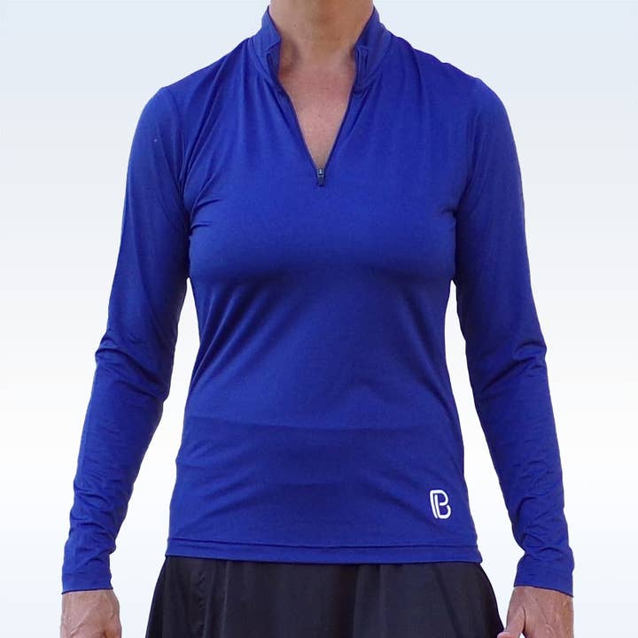 PB 1/4 Zip Long Sleeve Navy for wholesale by Pickleball Bella
