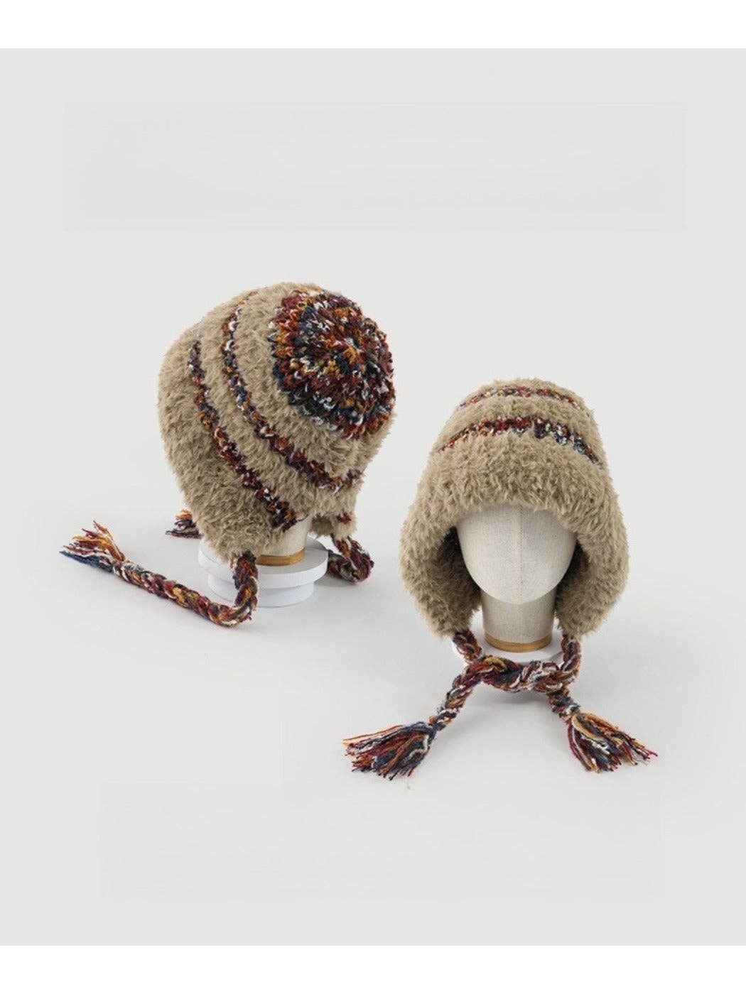 Funkyrel® Atzbranding Limited - Wholesale Beanie - Women's - Haila - Plush & Heavyweight Color-Block Earflap Beanie with Tassels4