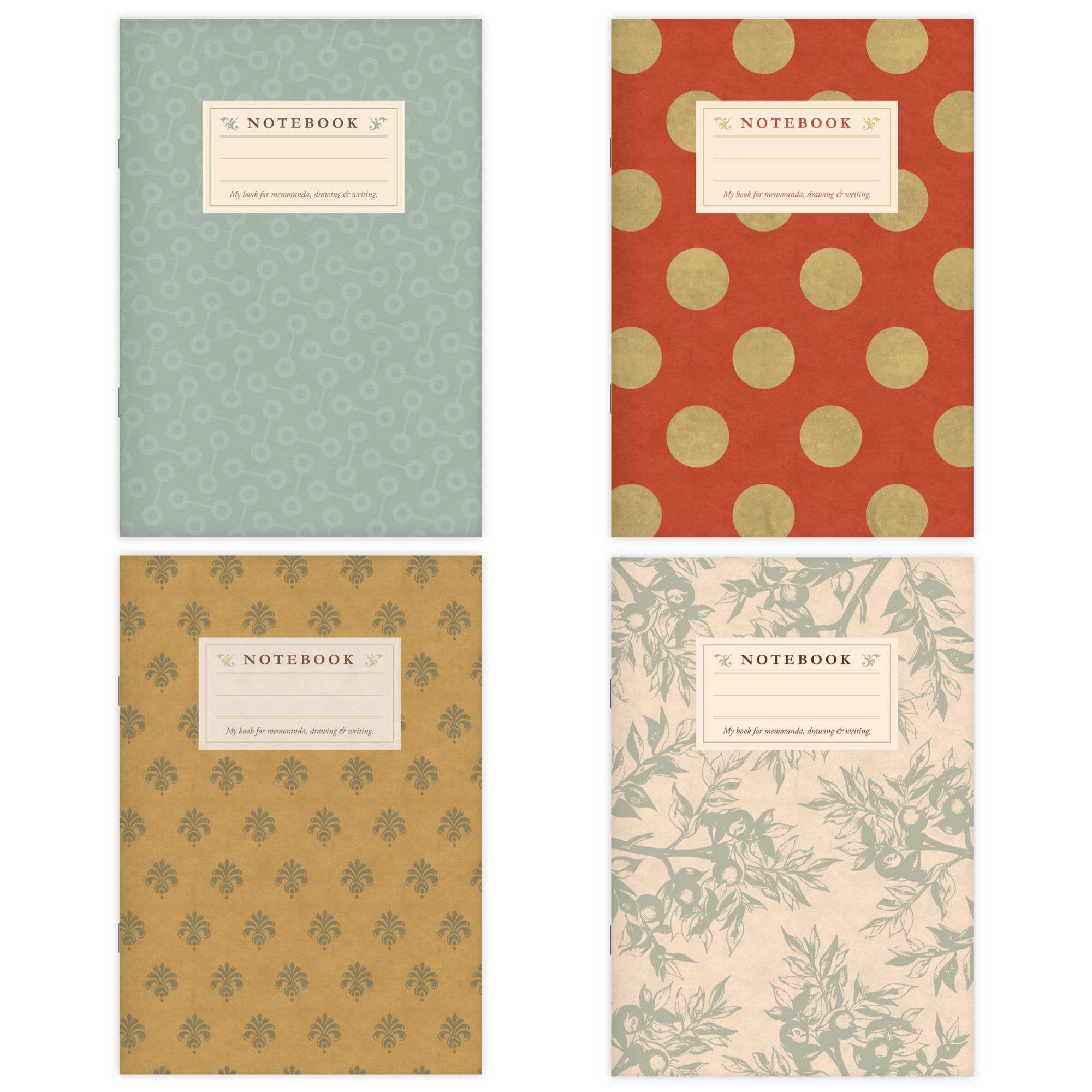 etmamu – Engroshandel Notesbog – Sæt med 4 notebooks mønstre1