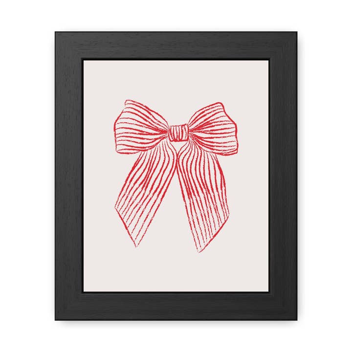 With a bow 1 - Elegant Red Ribbon Framed Poster | Holiday Decor & Gift for wholesale by Donkey Laserbeam