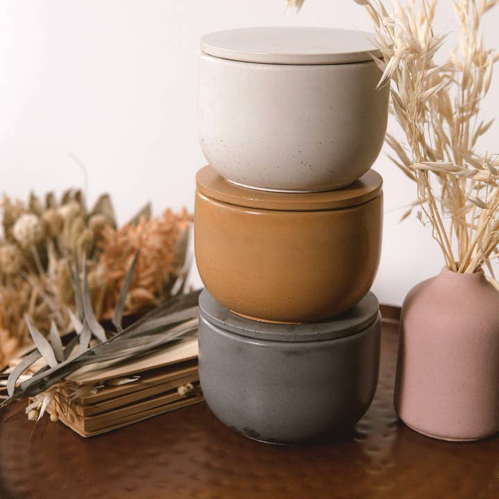 Day Moon Co. - Wholesale Jar/Filled Candle - Douglas Fir + Eucalyptus Hand Poured Concrete Candle