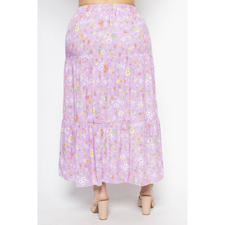 Curve Market - Vente Jupe – femme - JUPE LONGUE VOLANTÉE À IMPRIMÉ FLORAL - GRANDES TAILLES1