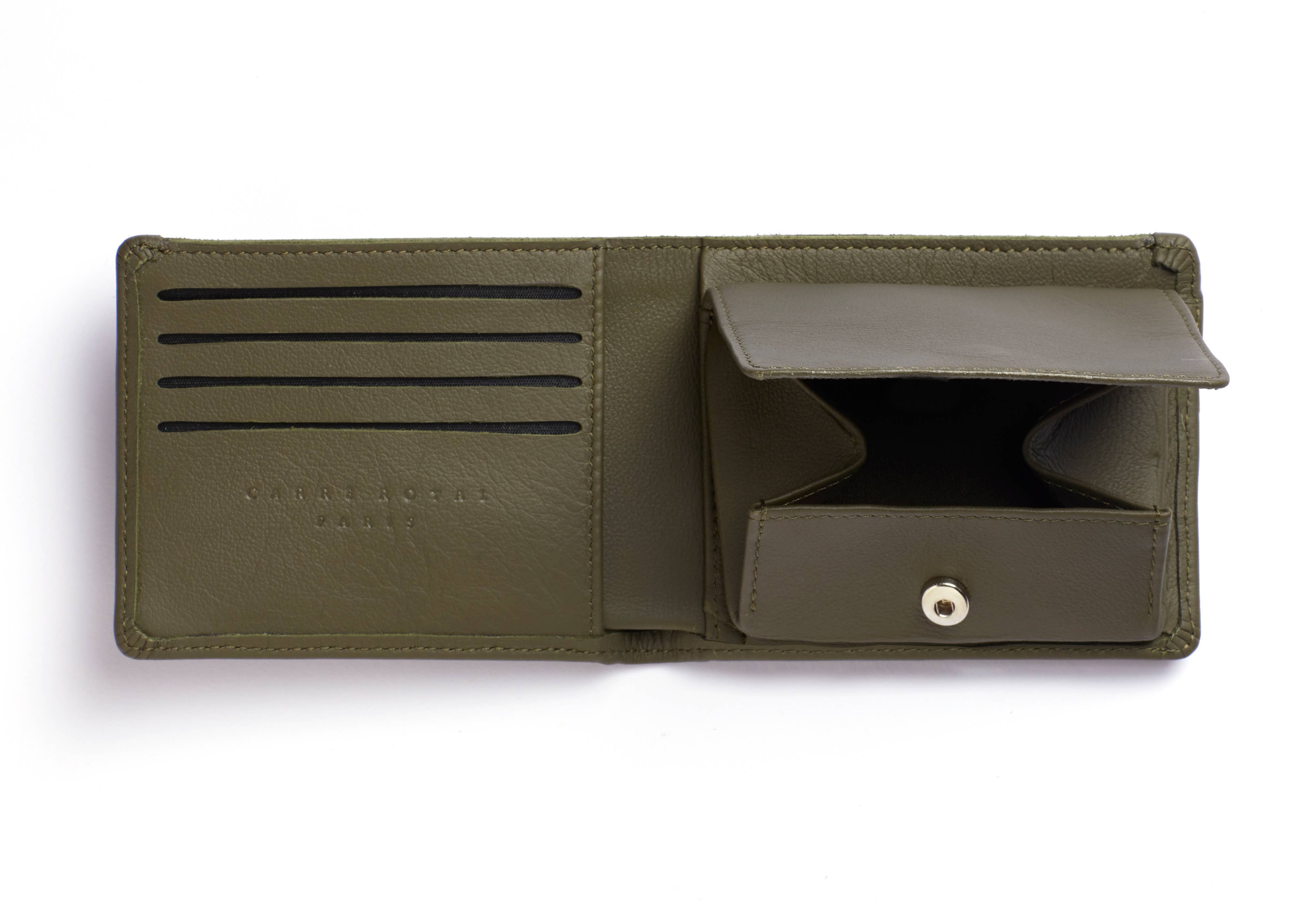 Carre Royal - Vente Portefeuille – unisexe - Portefeuille minimaliste Kaki avec porte-monnaie3