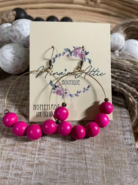 Fuschia 10mm Round Wood Beads for wholesale by Nina’s Attic