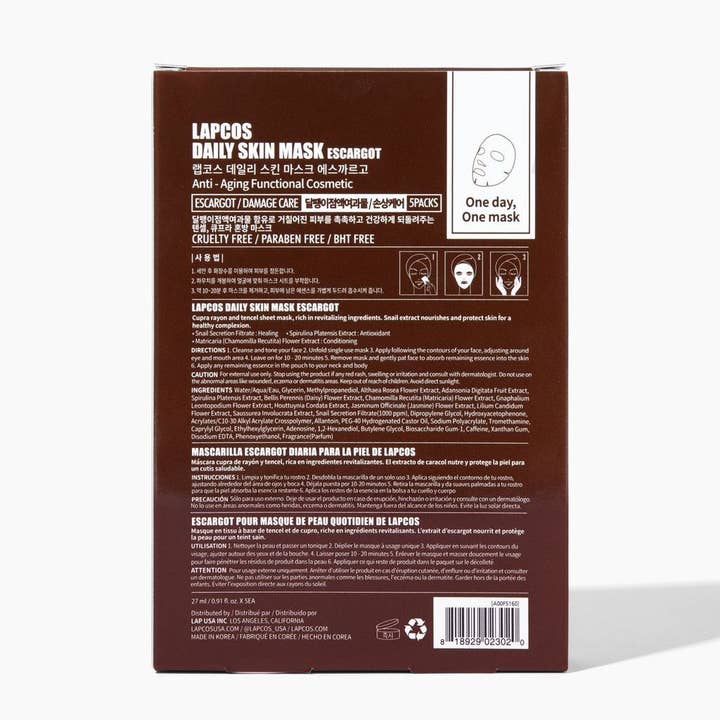 LAPCOS - Wholesale Skincare Face Mask - Escargot Daily Sheet Mask2