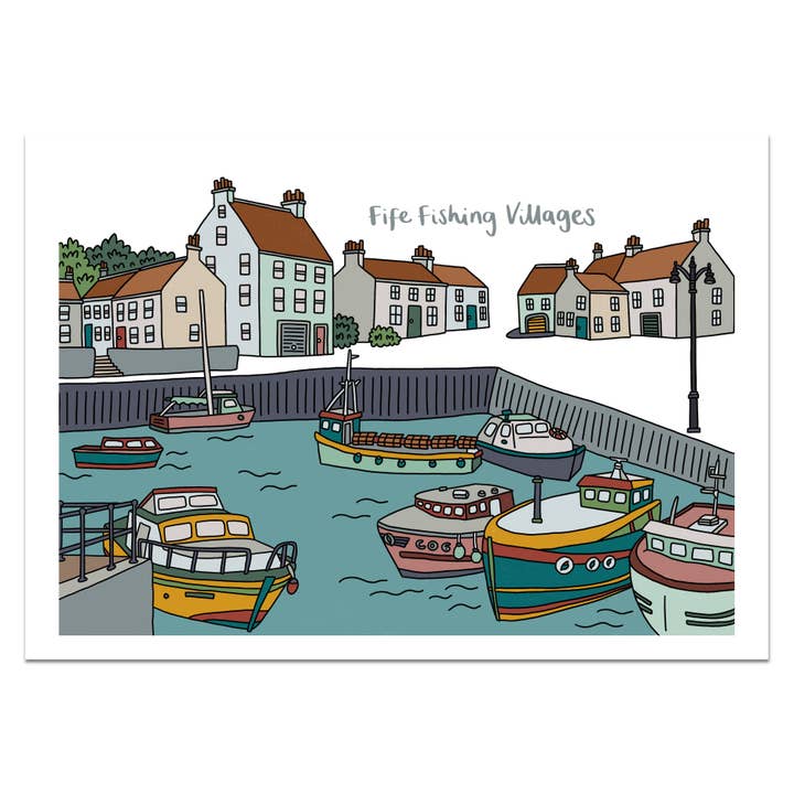 Fife Fishing Villages Print for wholesale by Victoria Rose Ball