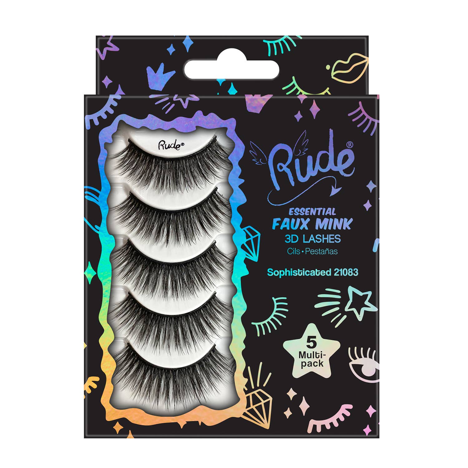Rude Cosmetics - Wholesale False/Fake Eyelashes - Essential Faux Mink 3D Lashes 5 Multi-Pack2
