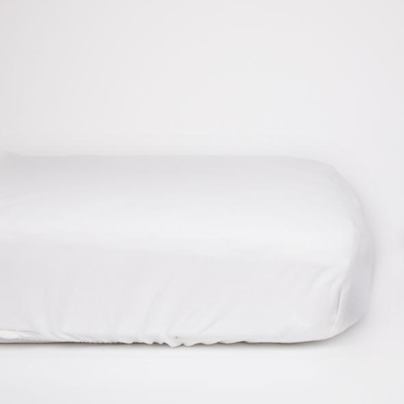 L&M Organic Jersey Sheets Cot Bed White for wholesale by Lily and Mortimer