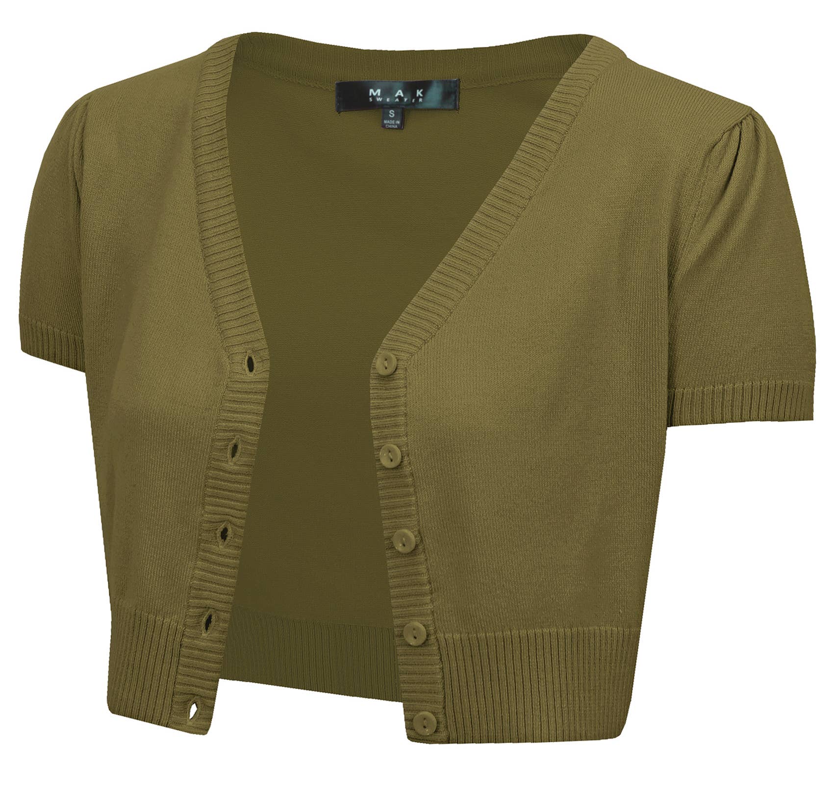 Mak - Vente Cardigan – femme - Cardigan boléro court à manches courtes bouffantes et col en V HB213741