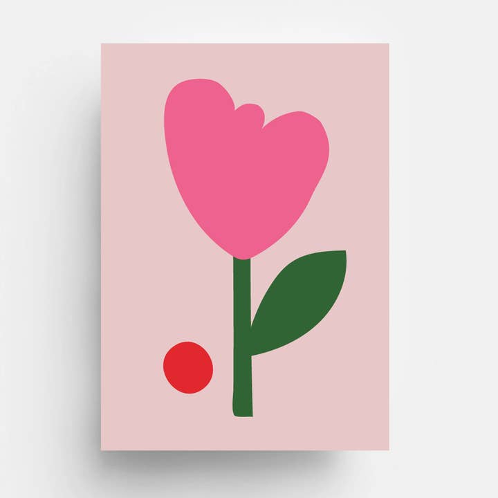 Pilkkuraita - Wholesale Everyday Greeting Card - Tulip, pink, A6 0