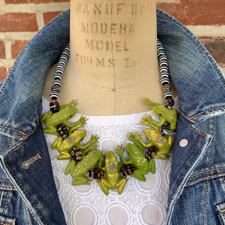 Gilded Frog Necklace for wholesale by Lenora Dame