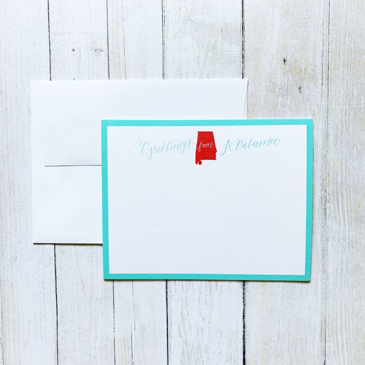 Ensemble de 8 cartes et enveloppes A2, Alabama pour la vente par Stately Made