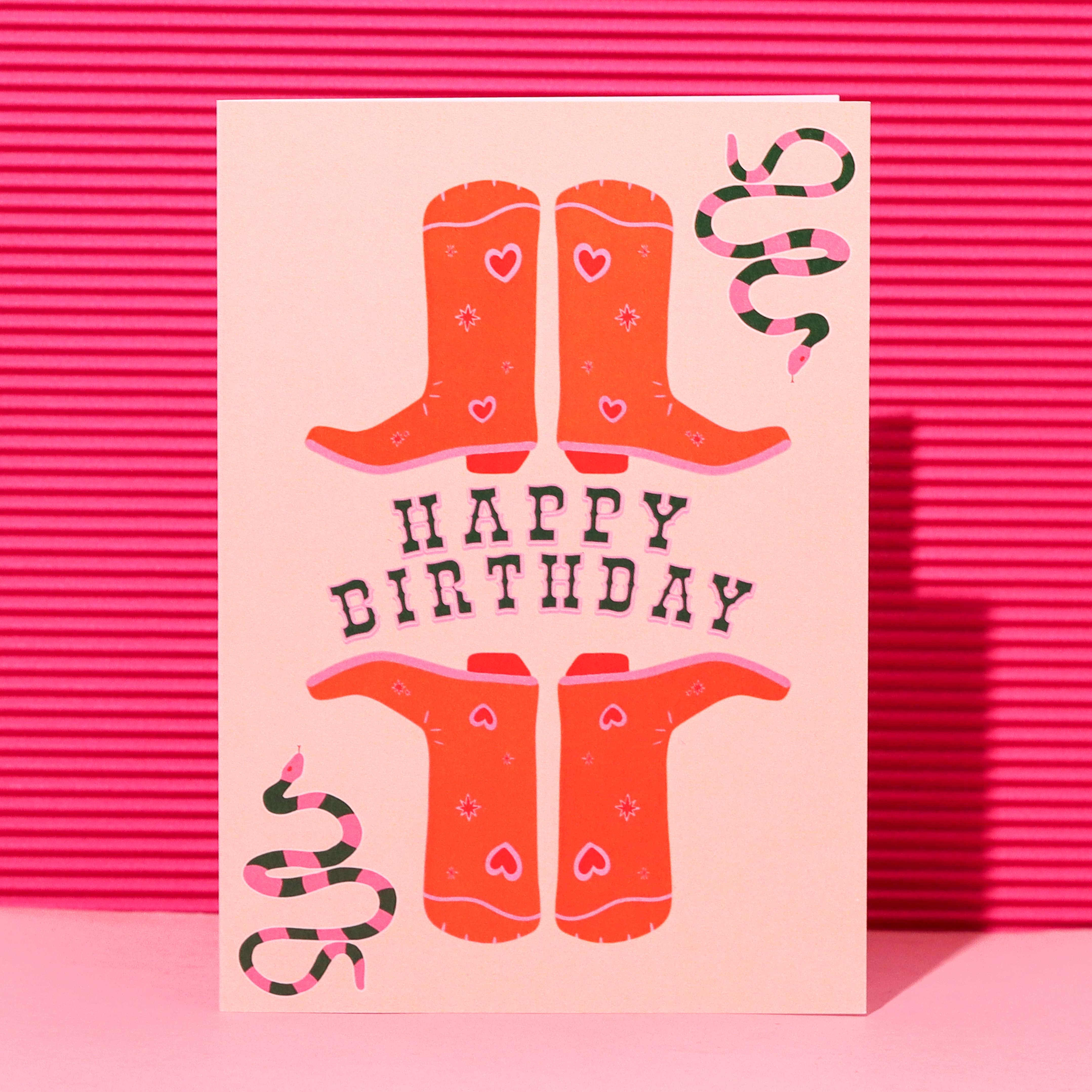 Maddison Ball Creative - Wholesale Birthday Card - A6 Happy Birthday Cowgirl Boots Card1
