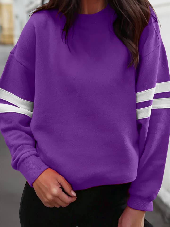 Striped Detail Drop Shoulder Oversized Sweatshirt | S-XL for wholesale by Aapparella