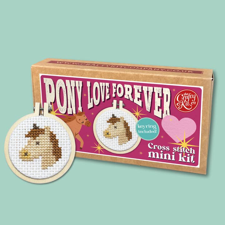 Pony Love Forever! Mini Matchbox Cross Stitch Kit for wholesale by The Crafty Kit Company